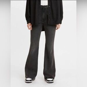 Knox Rose Vintage Y2K Black Flared Pull On Denim Jeans Women Size 14 Retro